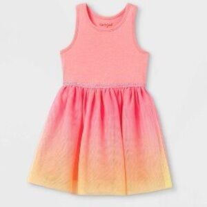 Baby girl sleeveless dress with tutu ombre dress tank dress pink size 18 months